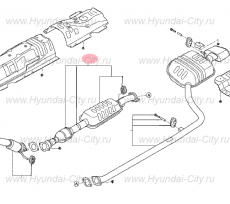 Глушитель средний (с катализатором) 2.0 Hyundai Sonata VII